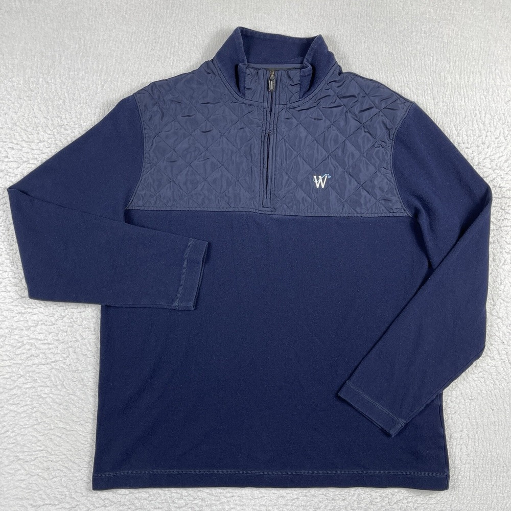 Bugatchi Pullover Mens Large Blue 1/4 Zip Quilted Casual Preppy Athleisure Golf‎